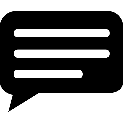 Black speech bubble with lines inside